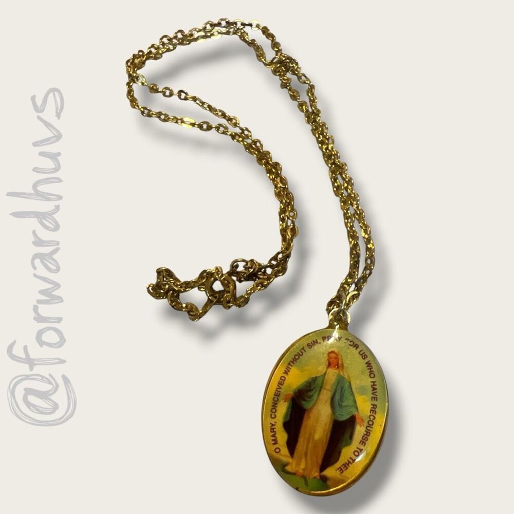 Gold‑Tone Miraculous Medal Necklace